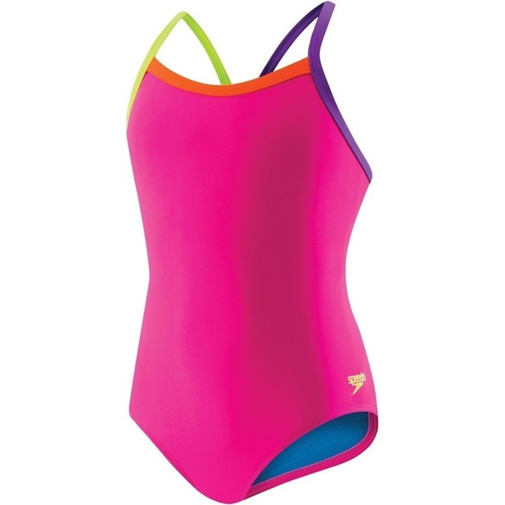 NWT Speedo Sz 26 Flipturns Solid Propel Back 1PC Swimsuit Pink 110857